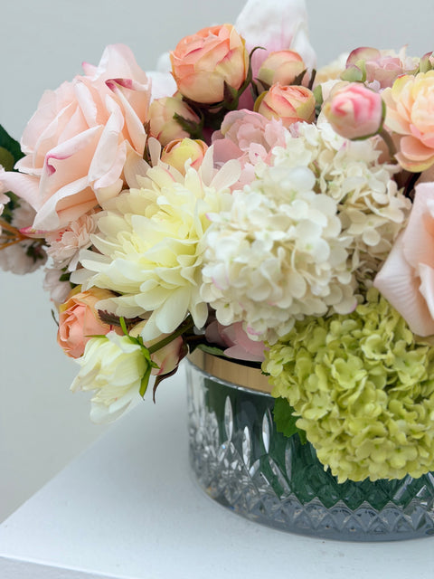 Luxury Coffee Table Floral Arrangement – Waterford Cut Glass Vase
