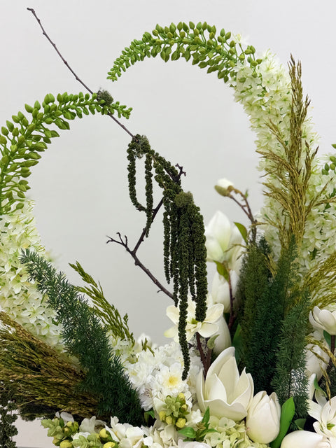Modern Botanical Statement Arrangement – Sculptural White Bowl